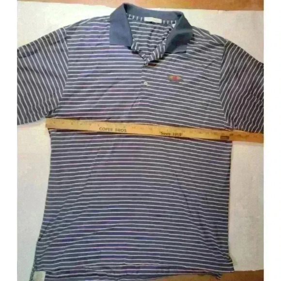 Vintage Baltusrol Golf Club Peter Millar Striped Polo size Large Blue Cotton - Picture 8 of 10